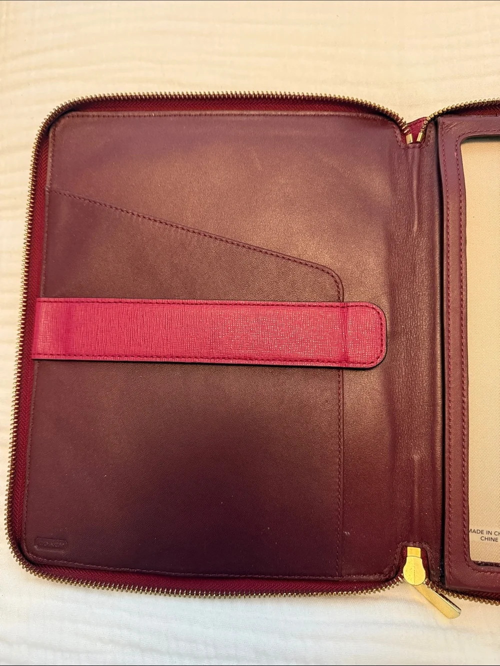 Coach Saffiano Zip Organizer iPad Tablet Case in Berry